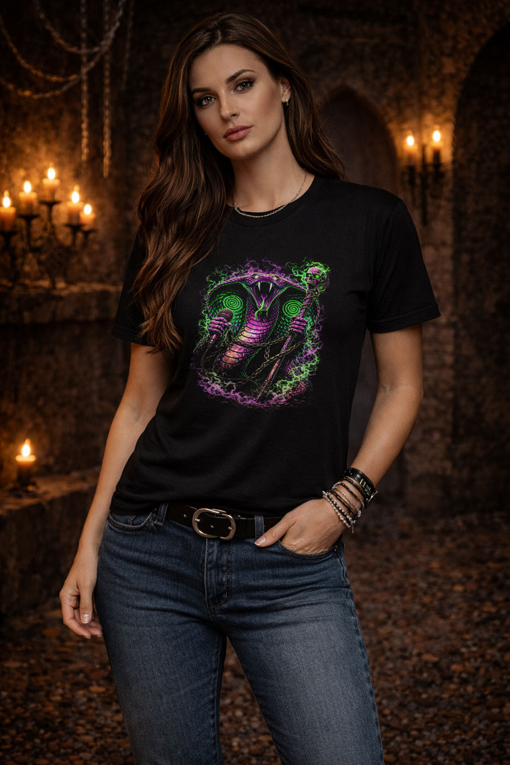 Cobra Heavy Metal Rocker Unisex Graphic T-Shirt Gothic Snake Reptile Music Tee