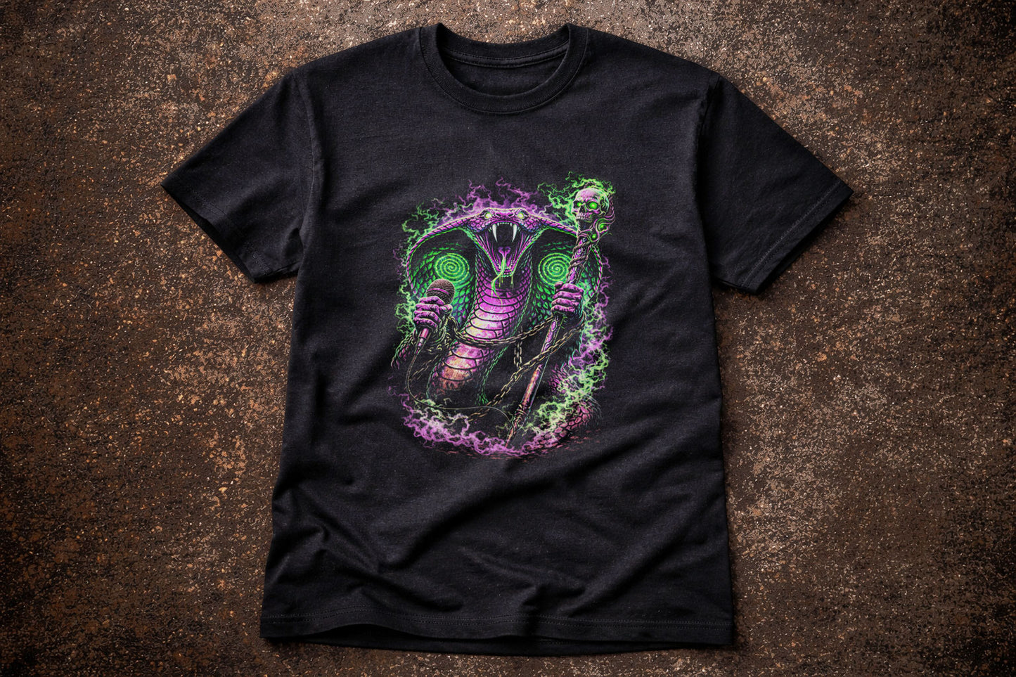 Cobra Heavy Metal Rocker Unisex Graphic T-Shirt Gothic Snake Reptile Music Tee