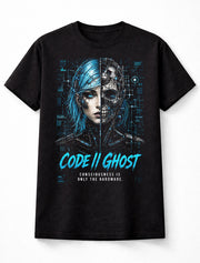 Code Ghost Cyberpunk Cyborg Skeleton Tech Art Unisex T-Shirt