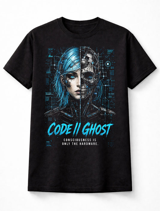 Code Ghost Cyberpunk Cyborg Skeleton Tech Art Unisex T-Shirt