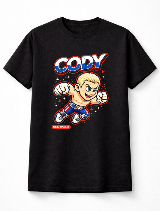 Cody Rhodes Cartoon WWE Wrestler T-Shirt Cody Graphic Fan Tee Unisex Adults & Kids