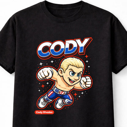 Cody Rhodes Cartoon WWE Wrestler T-Shirt Cody Graphic Fan Tee Unisex Adults & Kids