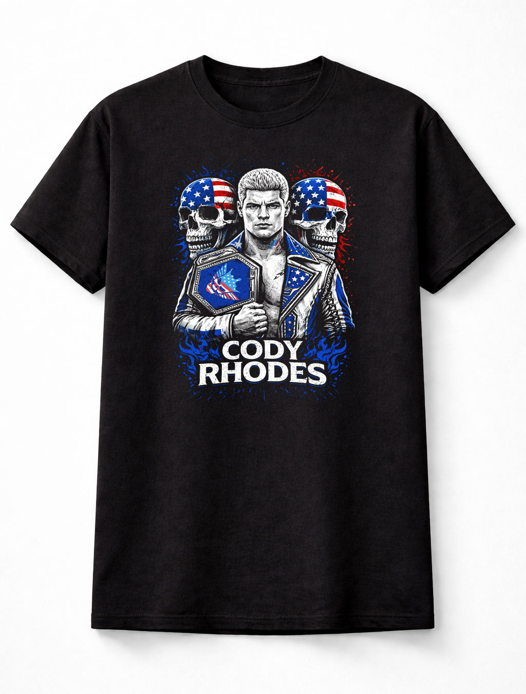 Cody Rhodes American Nightmare Wrestling Graphic T-Shirt USA Flag Champion Belt Patriotic Pro Wrestling Adults & Kids Unisex T-Shirt