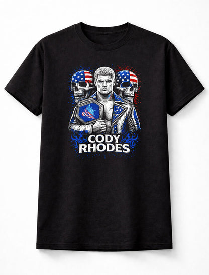 Cody Rhodes American Nightmare Wrestling Graphic T-Shirt USA Flag Champion Belt Patriotic Pro Wrestling Adults & Kids Unisex T-Shirt