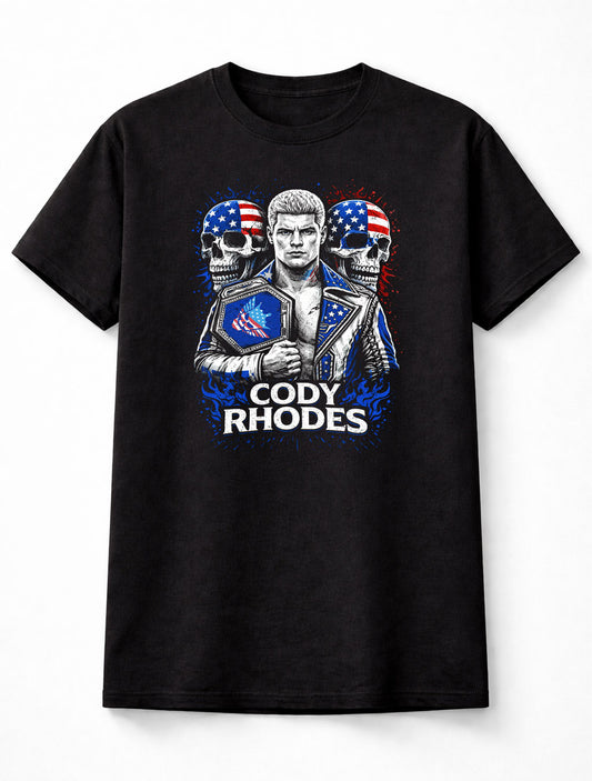 Cody Rhodes American Nightmare Wrestling Graphic T-Shirt USA Flag Champion Belt Patriotic Pro Wrestling Adults & Kids Unisex T-Shirt