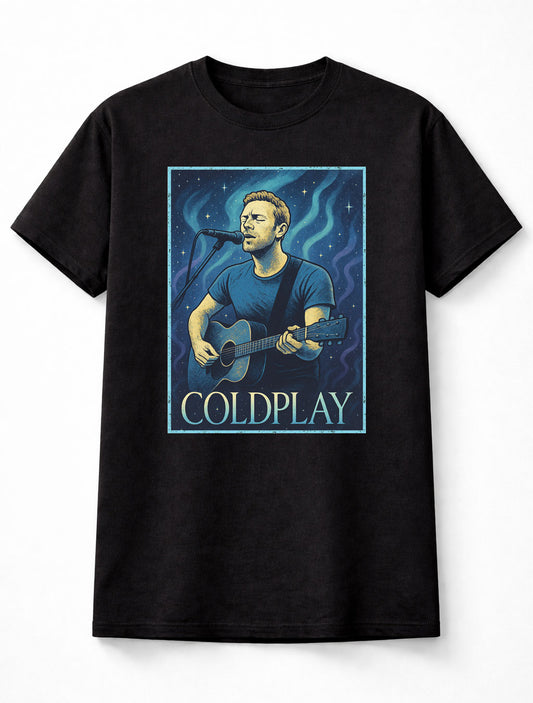 Coldplay T-Shirt Alternative Rock Icons Unisex Black Graphic Tee