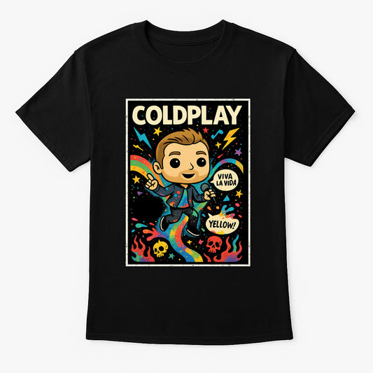 Coldplay “Viva La Vida” Unisex T-Shirt – Cartoon Pop Art Rainbow Band Graphic Tee