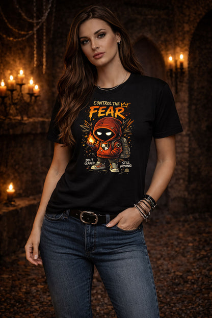 Control the Fear T Shirt Gothic Cartoon Courage Punk Unisex Graphic Tee