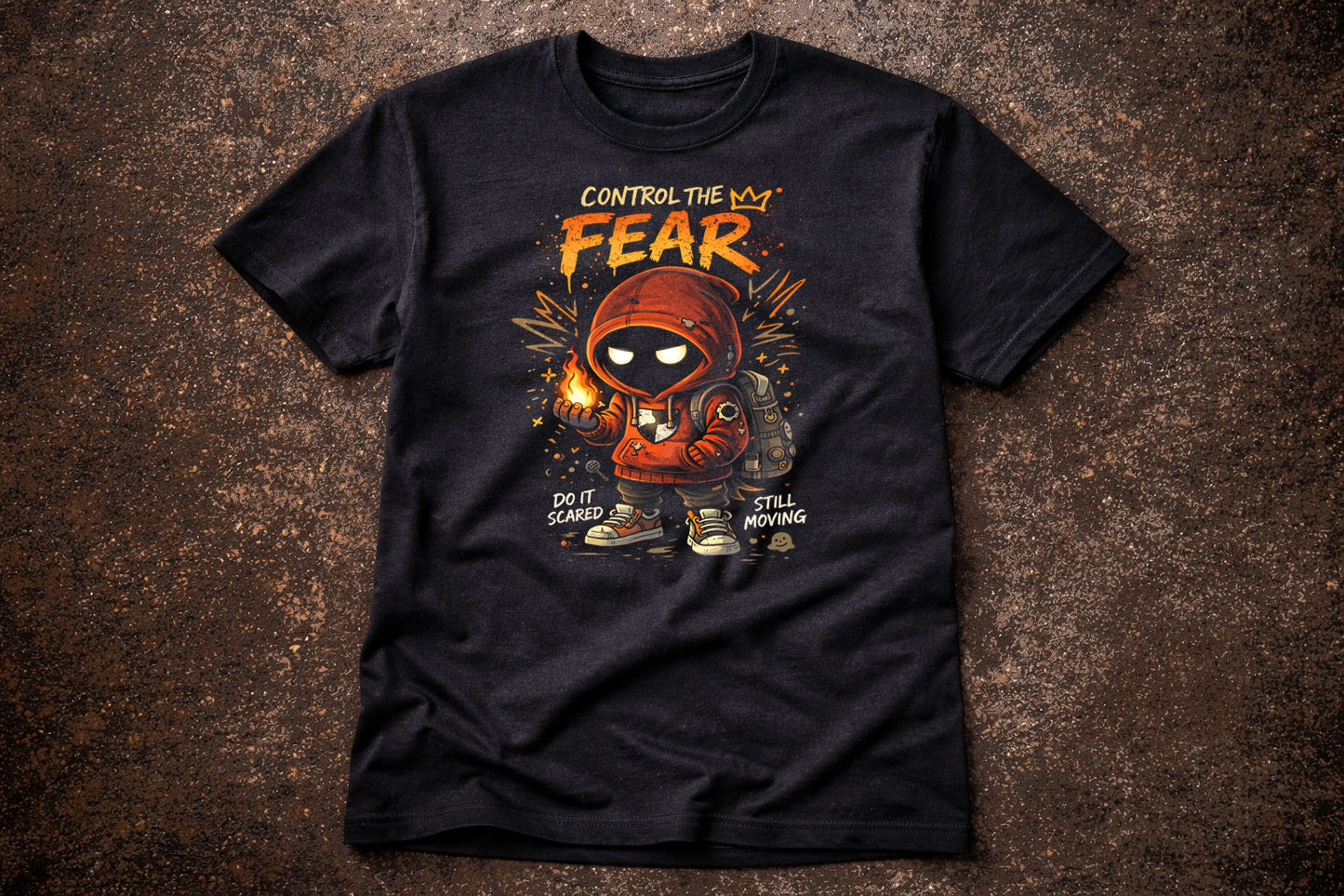 Control the Fear T Shirt Gothic Cartoon Courage Punk Unisex Graphic Tee