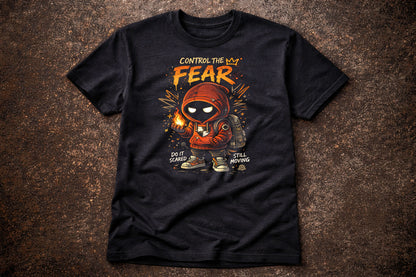 Control the Fear T Shirt Gothic Cartoon Courage Punk Unisex Graphic Tee