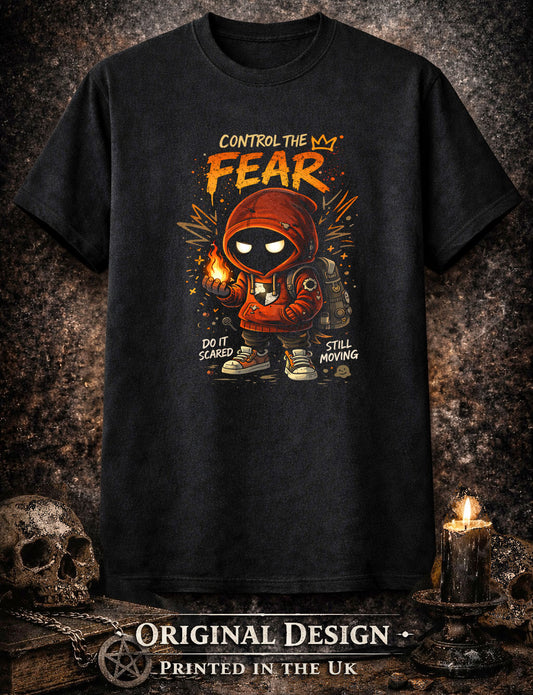 Control the Fear T Shirt Gothic Cartoon Courage Punk Unisex Graphic Tee