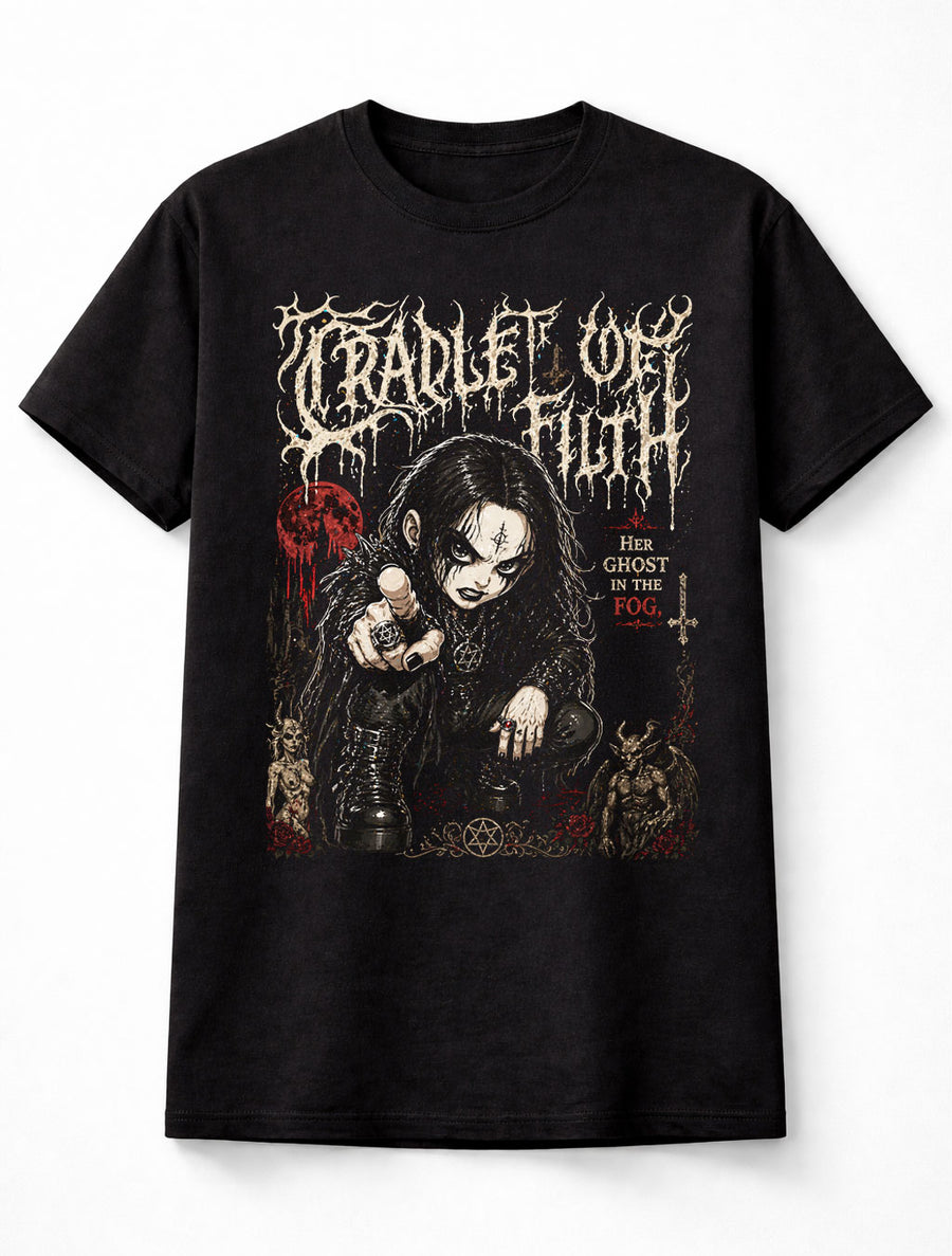 Cradle Of Filth Dani Filth Extreme Metal Gothic Horror Band Graphic T-Shirt Dark Occult Black Metal Music Fan Tee Adult & Kids Unisex T-Shirt