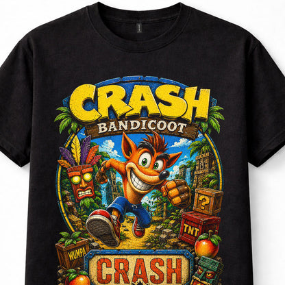 Crash Bandicoot Aku Aku Wumpa Crate Platform Game Unisex T-Shirt