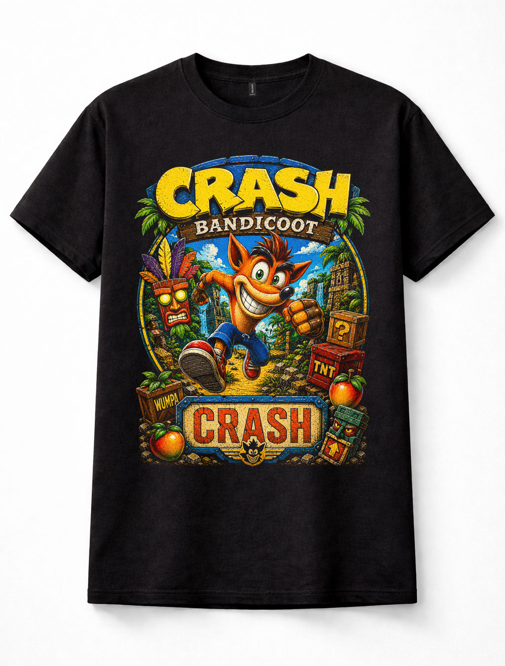 Crash Bandicoot Aku Aku Wumpa Crate Platform Game Unisex T-Shirt