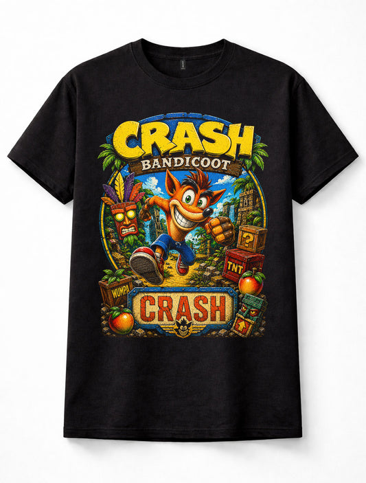 Crash Bandicoot Aku Aku Wumpa Crate Platform Game Unisex T-Shirt