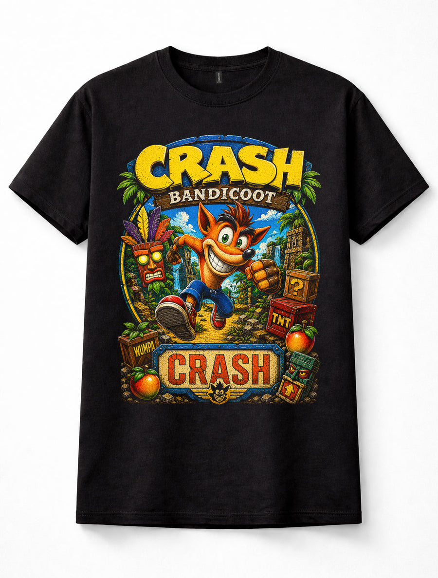 Crash Bandicoot Aku Aku Wumpa Crate Platform Game Unisex T-Shirt