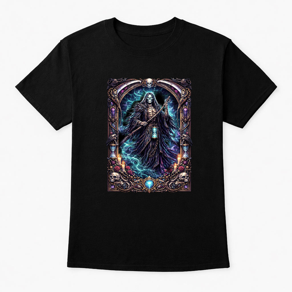 Grim Reaper Hourglass Eternal Night Unisex T-Shirt Gothic Death Symbolism Tee