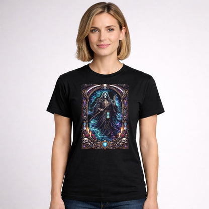 Grim Reaper Hourglass Eternal Night Unisex T-Shirt Gothic Death Symbolism Tee
