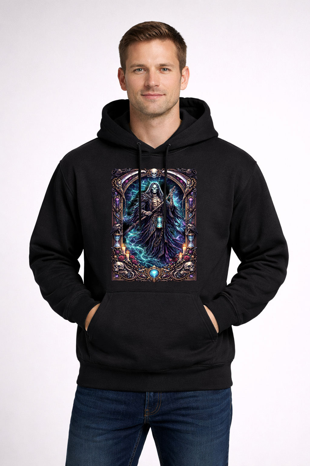 Grim Reaper Hourglass Eternal Night Unisex T-Shirt Gothic Death Symbolism Tee