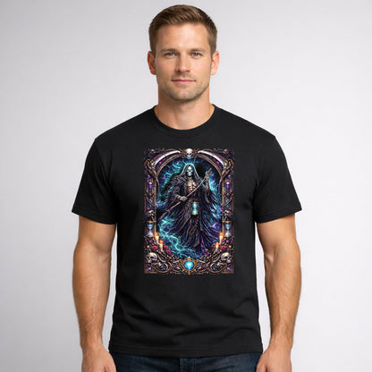 Grim Reaper Hourglass Eternal Night Unisex T-Shirt Gothic Death Symbolism Tee