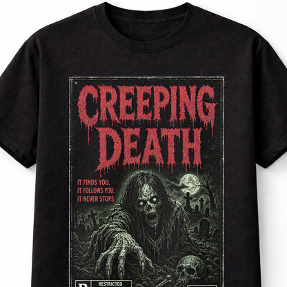 Creeping Death Horror Zombie VHS Graveyard Gothic Halloween Unisex T-Shirt