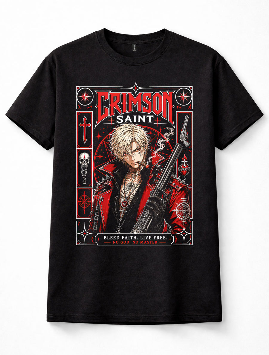 Crimson Saint Anime Gunslinger Gothic Punk Dark Fantasy Unisex T-Shirt