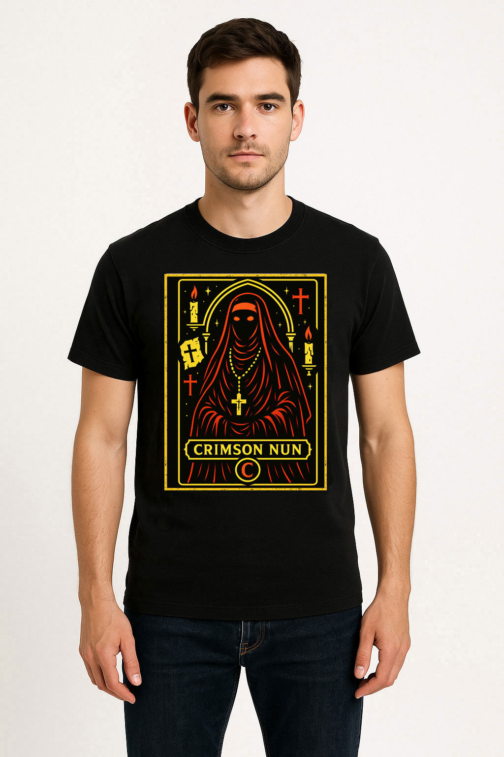 Crimson Nun Occult Sisterhood Gothic Horror Dark Alternative Unisex T-Shirt