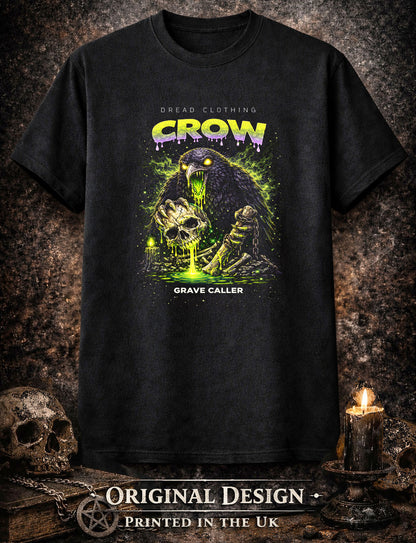 Crow Grave Caller Unisex Toxic Gothic Horror Bird Murder Graphic T-Shirt