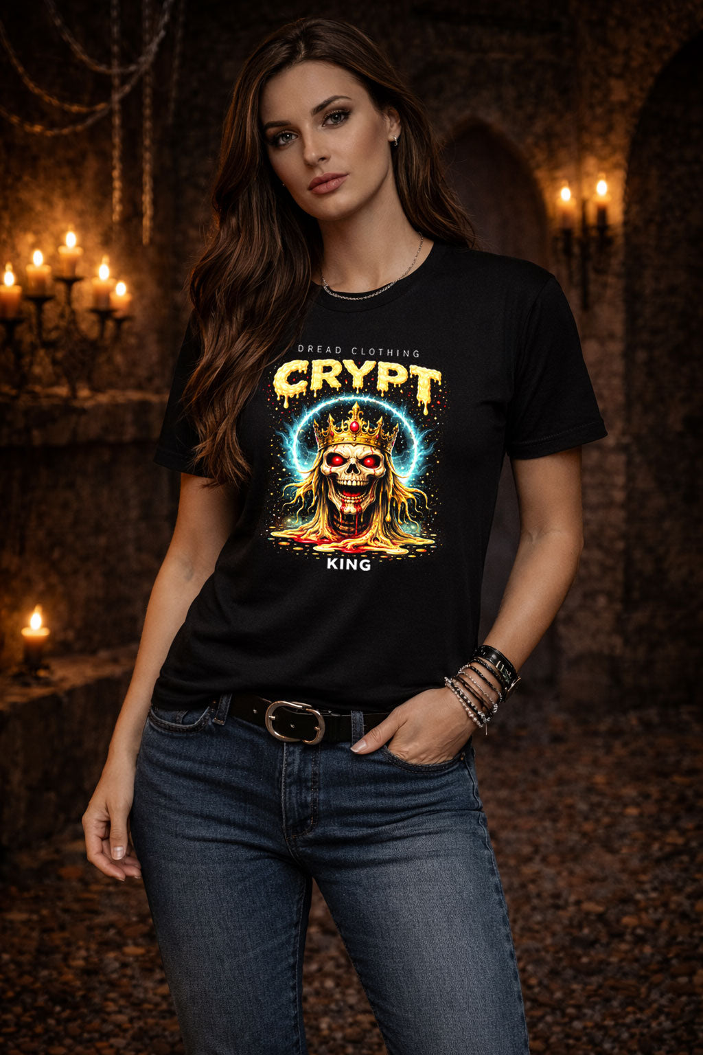 Crypt King Skull Unisex Toxic Gothic Horror Graphic T-Shirt Dark Occult Tee
