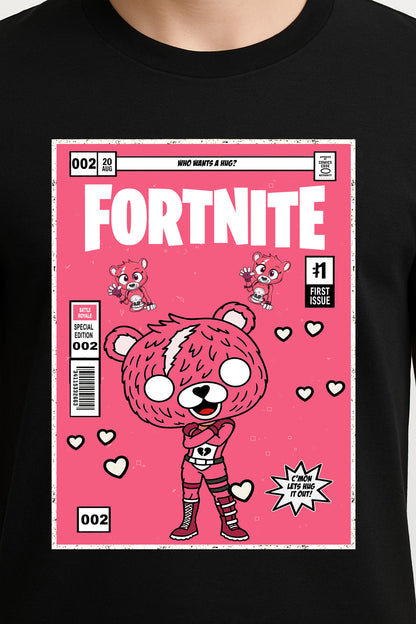 Fortnite Cuddle Team Leader Unisex T-Shirt – Pink Love Bear Battle Royale Gamer Tee