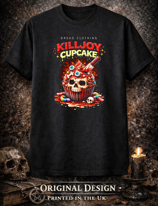 Killjoy Cupcake Skull Unisex Toxic Gothic Horror Dessert Graphic T-Shirt Art