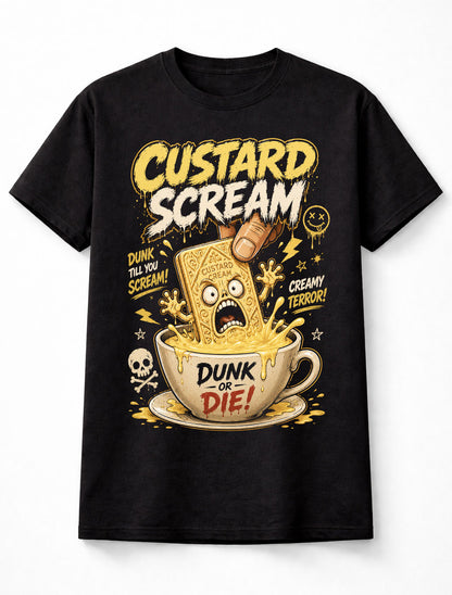 Custard Scream Biscuit Custard Cream Horror Coffee Graphic Unisex T-Shirt