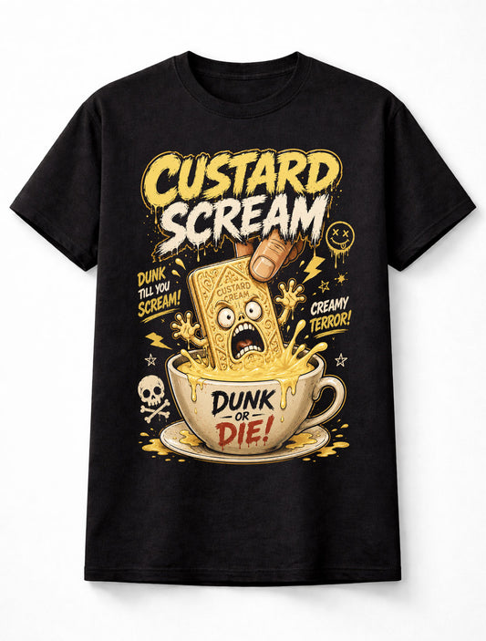 Custard Scream Biscuit Custard Cream Horror Coffee Graphic Unisex T-Shirt
