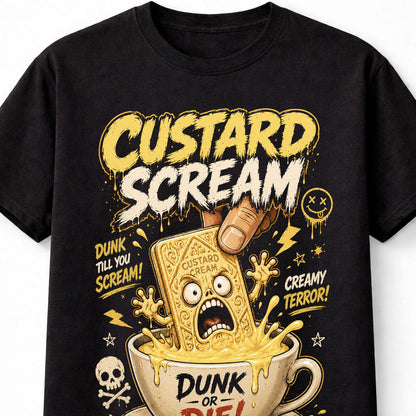 Custard Scream Biscuit Custard Cream Horror Coffee Graphic Unisex T-Shirt
