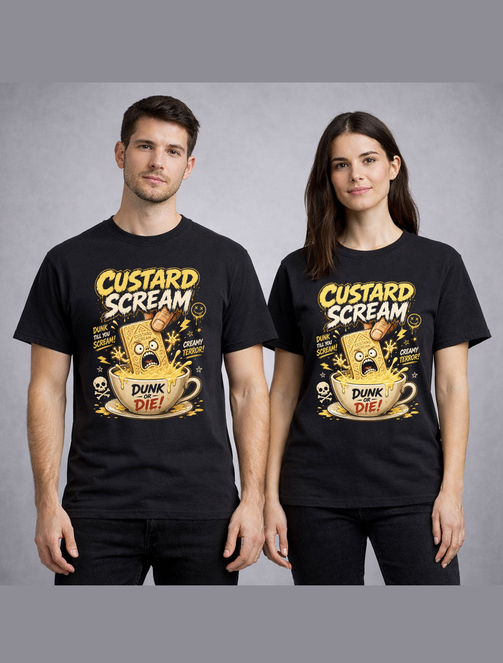 Custard Scream Biscuit Custard Cream Horror Coffee Graphic Unisex T-Shirt