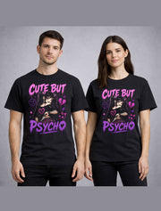 Cute But Psycho Gothic Anime Girl Yandere Horror Graphic Unisex T-Shirt