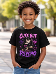 Cute But Psycho Gothic Anime Girl Yandere Horror Graphic Unisex T-Shirt
