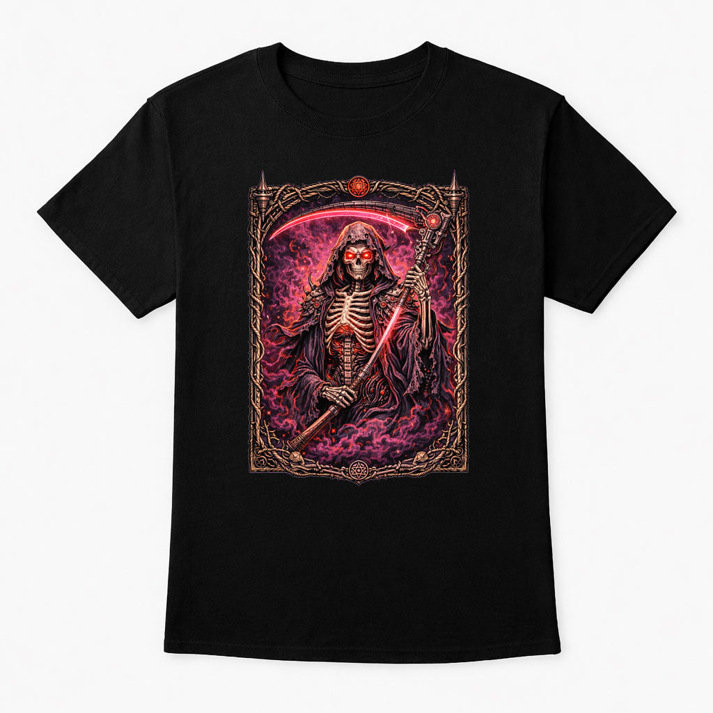 Crimson Arc Cyber Reaper Unisex T-Shirt Neon Scythe Grim Magitek Art Te