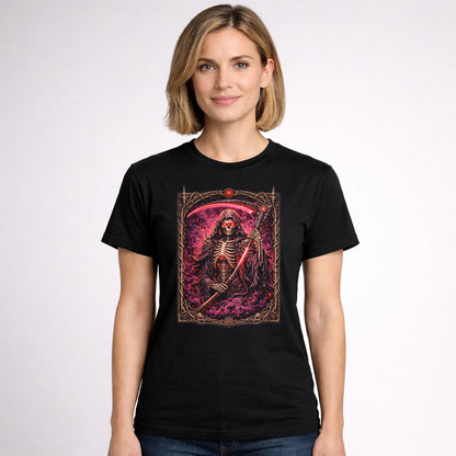Crimson Arc Cyber Reaper Unisex T-Shirt Neon Scythe Grim Magitek Art Te