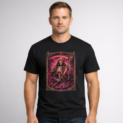Crimson Arc Cyber Reaper Unisex T-Shirt Neon Scythe Grim Magitek Art Te