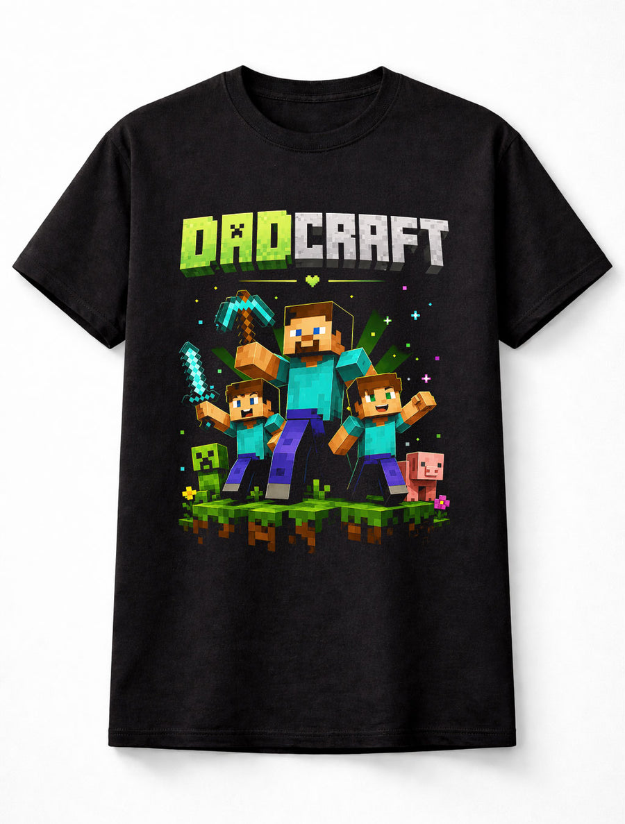 Dadcraft Minecraft Gaming Fathers Day Pixel Block Gamer Graphic Unisex T-Shirt