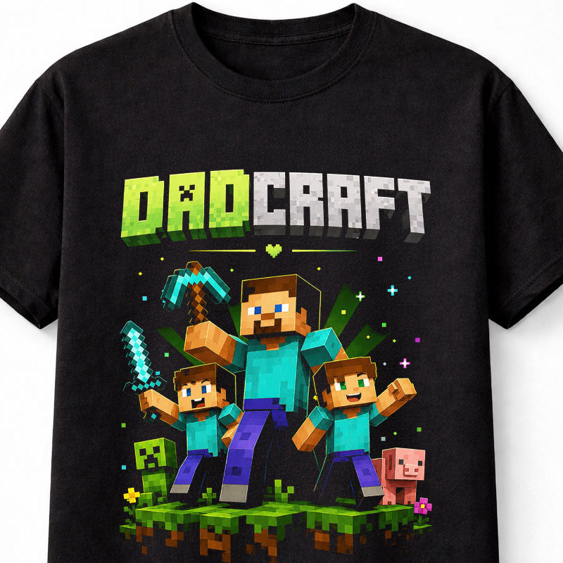 Dadcraft Minecraft Gaming Fathers Day Pixel Block Gamer Graphic Unisex T-Shirt