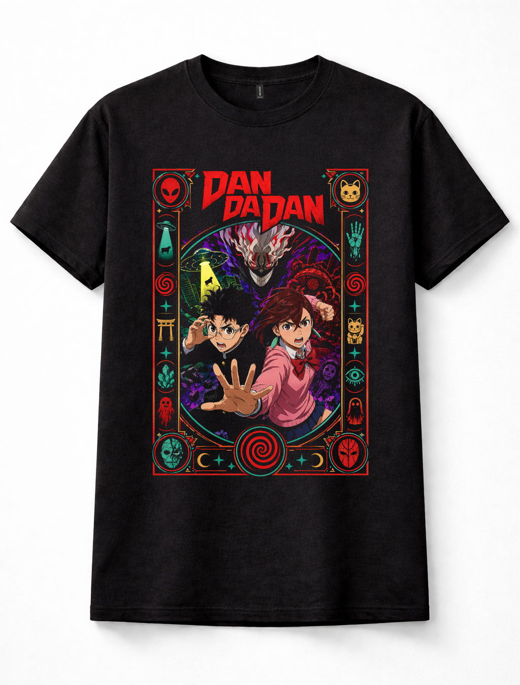 Dandadan Momo Ayase Okarun Turbo Granny Anime Manga Black Unisex T-Shirt