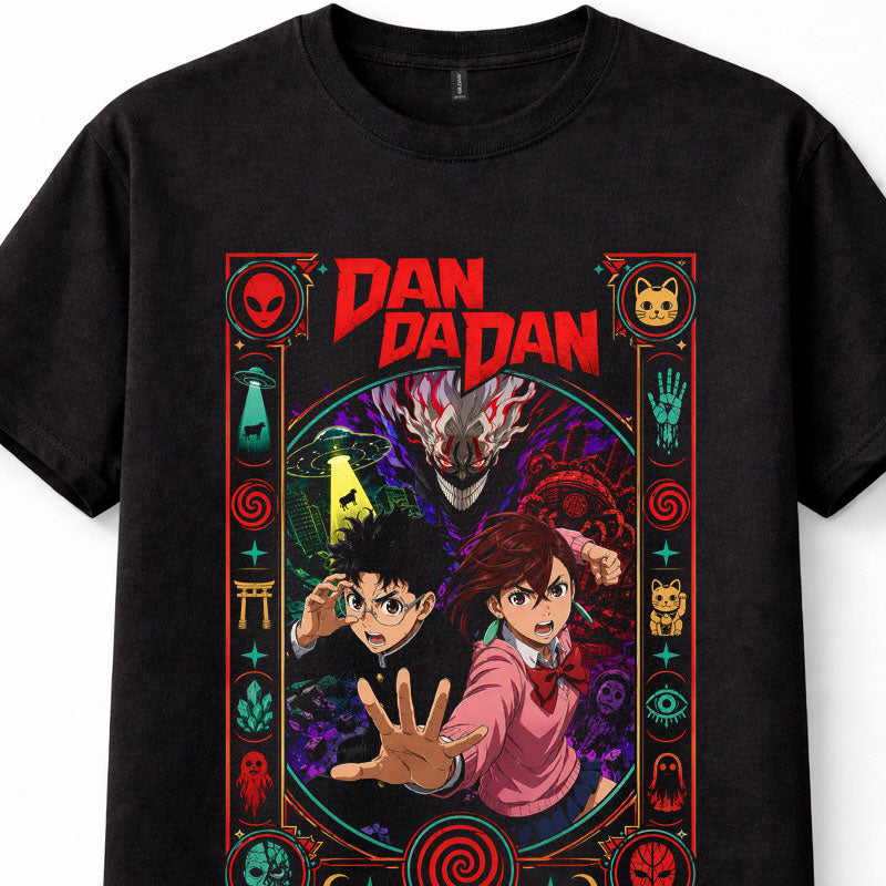 Dandadan Momo Ayase Okarun Turbo Granny Anime Manga Black Unisex T-Shirt