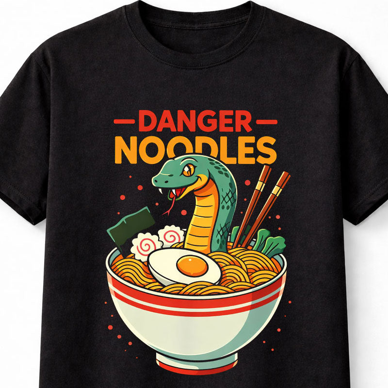 Danger Noodles Funny Snake Ramen Bowl Graphic Humor Tee Adults & Kids Unisex T-Shirt