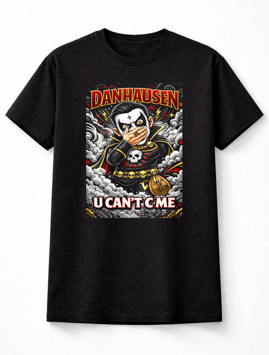 Danhausen U Can’t C Me Wrestling T-Shirt Cartoon Horror Graphic Skull Smoke Design Cursed Character Fan Tee Dark Comedy Style Evil Wrestler Adult & Kids Unisex T-Shirt