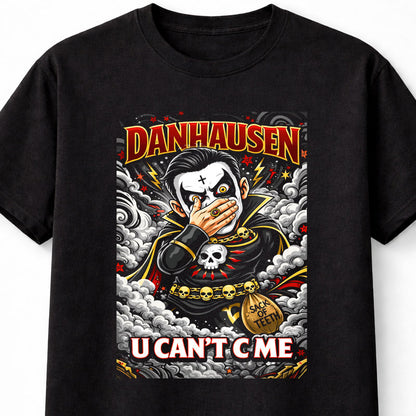 Danhausen U Can’t C Me Wrestling T-Shirt Cartoon Horror Graphic Skull Smoke Design Cursed Character Fan Tee Dark Comedy Style Evil Wrestler Adult & Kids Unisex T-Shirt