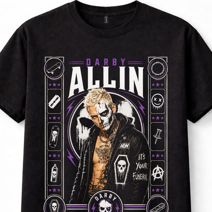 Darby Allin AEW Wrestling Skull Face Paint Skateboard Icon Unisex T-Shirt