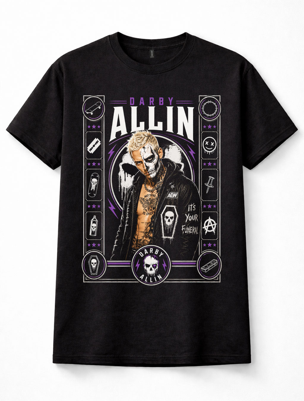 Darby Allin AEW Wrestling Skull Face Paint Skateboard Icon Unisex T-Shirt