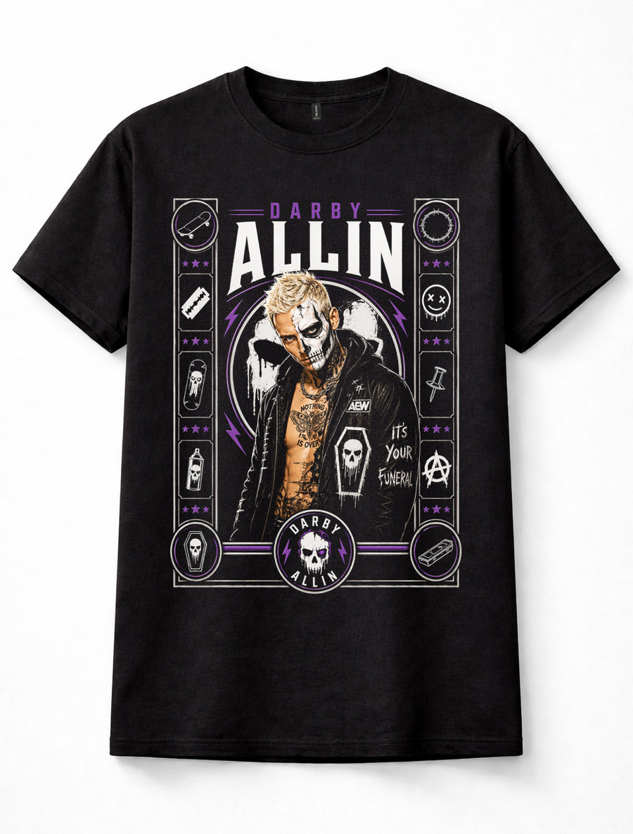 Darby Allin AEW Wrestling Skull Face Paint Skateboard Icon Unisex T-Shirt